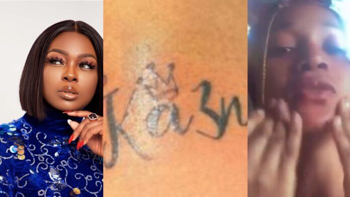 “I never did it for your cash”-Female fan who tattooed BBN Ka3na breaks down in Tears after Ka3na Berated her act.(video)