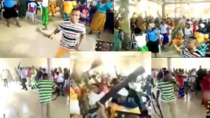 Moments Church members get armed with different weapons while praying to ‘Attack Principalities and Powers’ (Video)