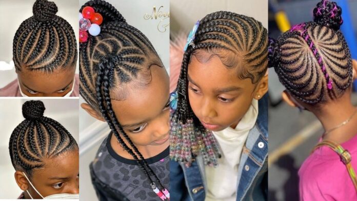 Beautiful and cute braided Hairstyles for female children.