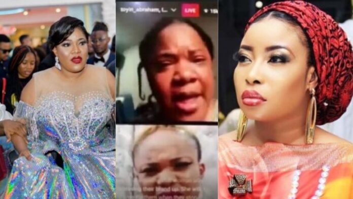 “Stop cursing my son and husband,I’m innocent”- Actress Toyin Abraham breaks down in tears as she addresses her fight with Lizzy Anjorin (video)