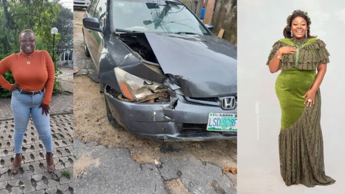 OAP Omotunde David AKA Lolo gives thanks to God as she and her kids escapes death in a car accident.