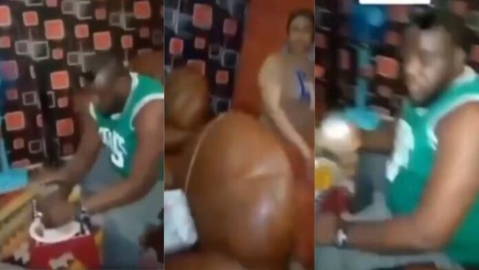 Moment Man walks in on his wife feeding her alleged lover in their home (video)