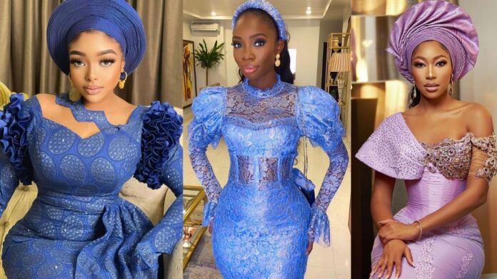Latest Stunning Asoebi styles with Elegant Hand styles you should checkout