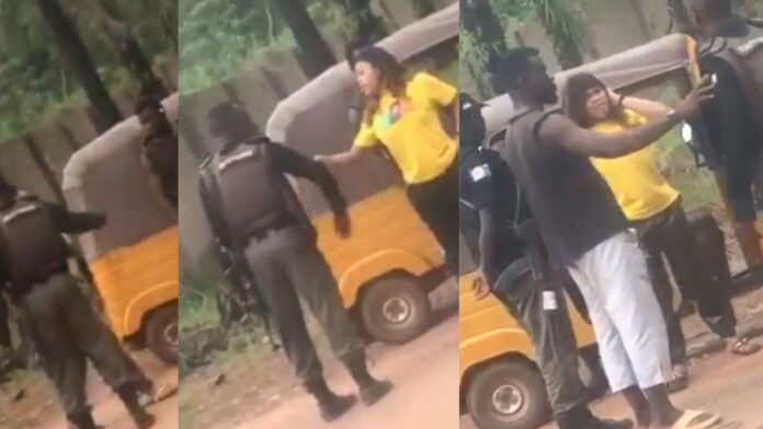Nigerian Police Officer caught on camera assaulting a Young Lady and calling her ‘ashawo’ in Enugu (video)