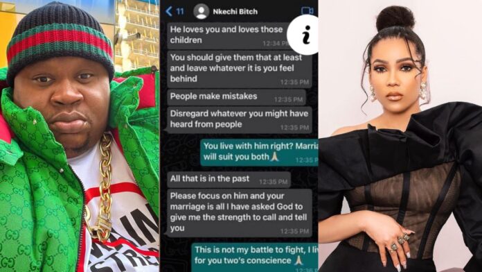 “Side chick dey advise wife” — Cubana Chief Priest slams Maria as he releases alleged chat between Her and his sister (See Screenshots).