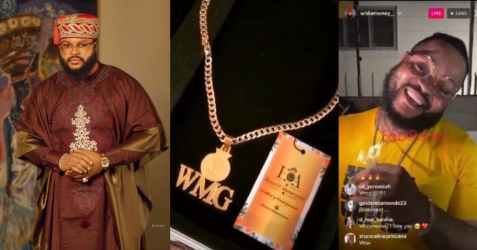 Fans of BBNaija season 6 edition winner, Whitemoney gifts him a 24-carat customized gold chain (video)