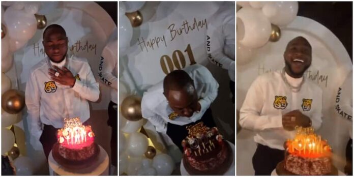 Heartmelting Moment Singer, Davido Says Prayer to God Before Blowing Candles on his Birthday Cake (Video)