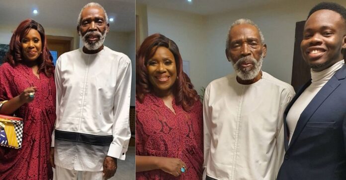Veteran,Olu Jacobs steps out in style with his wife Joke Silva and son (photos)
