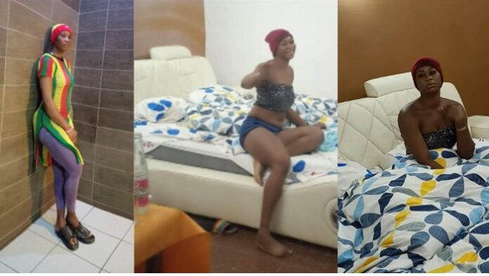 Young lady celebrates as she lodges in an hotel with her own money for the first time