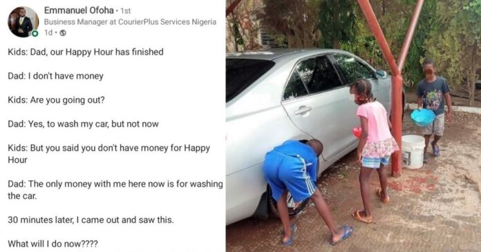 Nigerian Dad shares his kids heartwarming reaction when he told them he didn’t have money to buy the drink they wanted