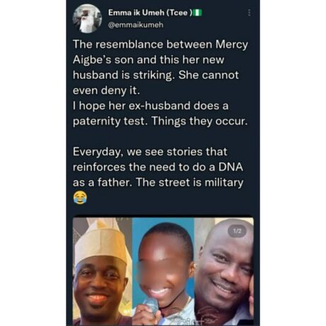  "My son is mine 100%" - Actress, Mercy Aigbe's ex-husband fires back at those who said their son looks like her new lover.