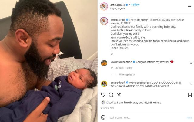 Comedian Woli Arole Welcomes Baby Boy with his wife (photos)
