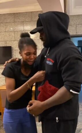 Moment Young Lady bursts into tears after meeting singer, Harrysong for the first time (video)