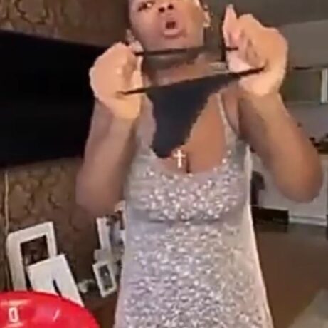Moment Lady pulls off her panties on live video to curse her boyfriend for ending their relationship (video)