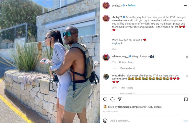  “From the very first day I saw you at the ATM I knew you were the one” – BBNaija star, Omashola gushes over fiancée