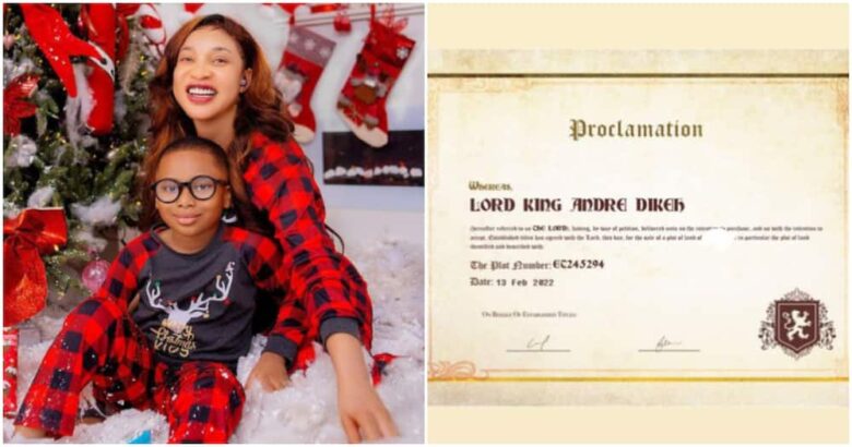 Tonto Dikeh called out for buying fake ‘real estate investment’ in Scotland for her son (Video)