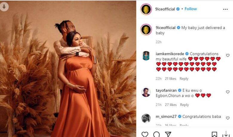  Nigerian Singer, 9ice and wife Sunkanmi welcome second child