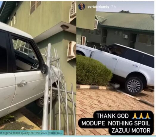 "It’s a “spiritual attack”- Singer, Portable allege after getting involved in an auto crash with his Range Rover(video)