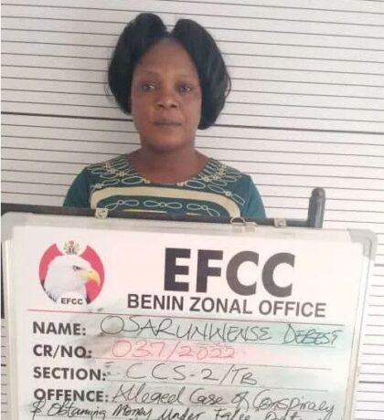  Yahoo boy’s mother sentenced to five years imprisonment in Benin City.