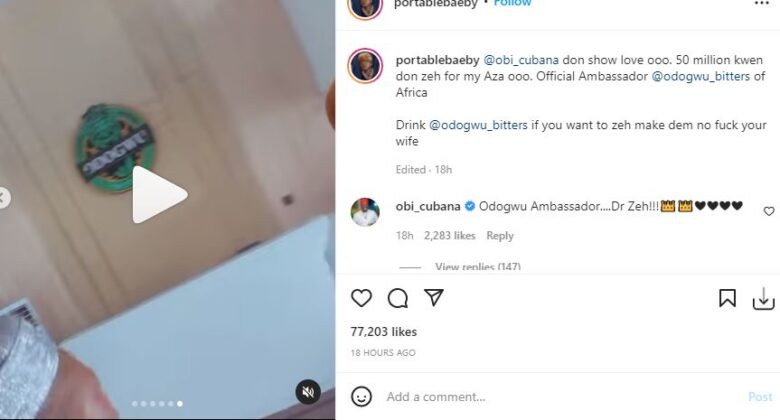 Breaking! Portable Signs N50million Ambassadorial Deal With Obi Cubana’s Brand