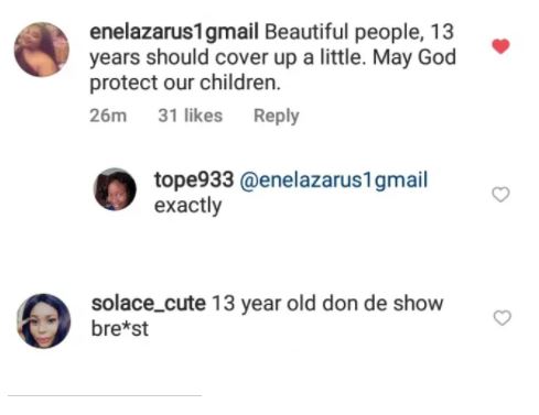   “13-year-old don dey show Brest?” – Netizens Tackle Annie Idibia Over Daughter’s Exposed Cleavage