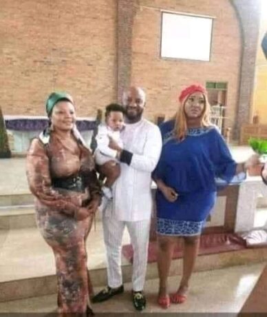 Actor Yul Edochie and second wife, Judy Austin, take their son to church (Photo)