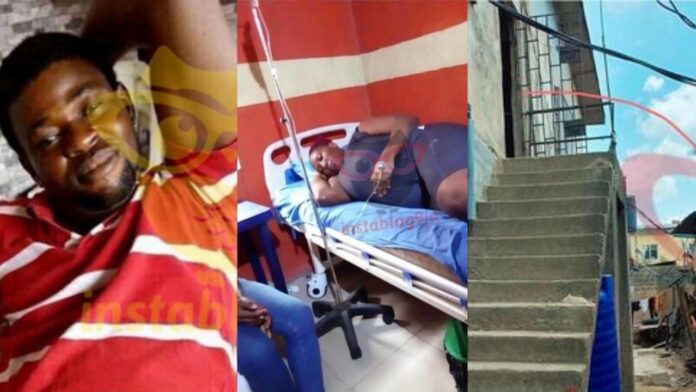 #Domesticviolence: Lady Hospitalized After Her Abusive Husband Threw Down From One-Storey Building (Photos)