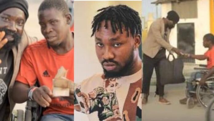 Comedian, DeGeneral Melt hearts gifts physically challenged beggar N100k for helping him with N100(Video)
