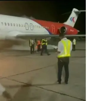 Scary Moment Dana Airlines flight caught fire as it was about to take off at Port Harcourt International Airport (Video)