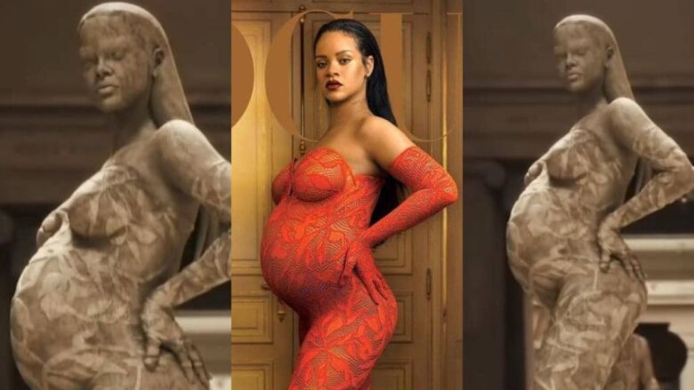   Pregnant Rihanna Honored With A Statue At Met Gala 2022(video)