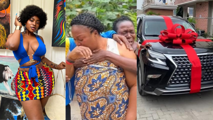 Nigerian Popular influencer and Instagram comedian, Ashmusy gift mother a Lexus SUV(Photos)