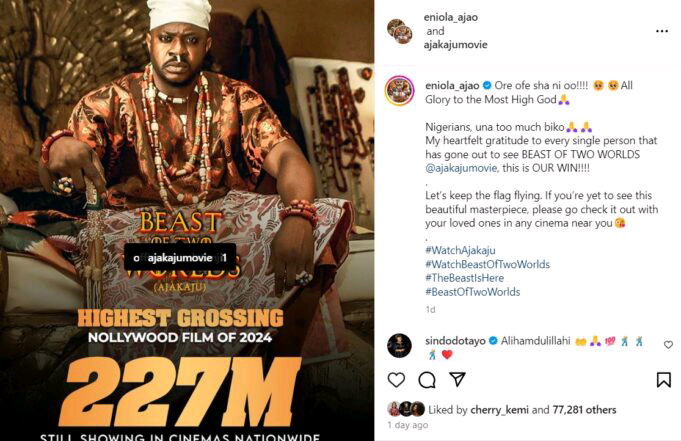 Na because of this, sisterhood go prison” – Netizens sl@ms Eniola Ajao as she celebrates her movie massive success